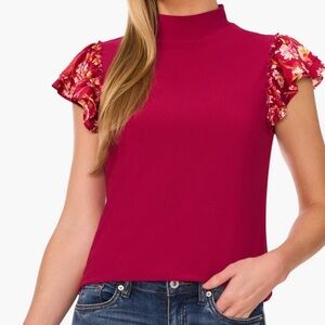 CeCe Sangria Blouse ruffle sleeves. NWT. XL